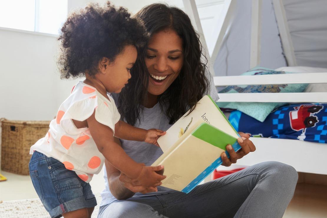 Mom reading with toddler